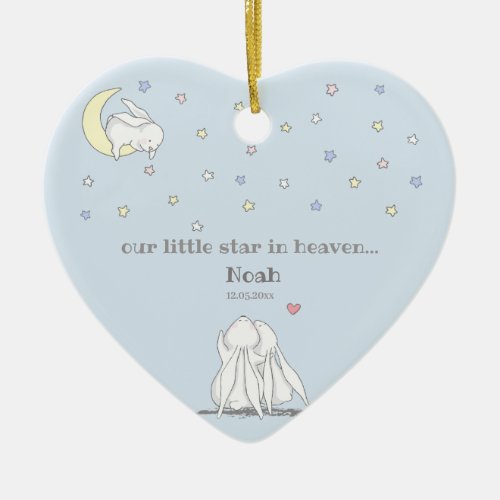 Little Star in Heaven Cute Loss of Child Keepsake Ceramic Ornament