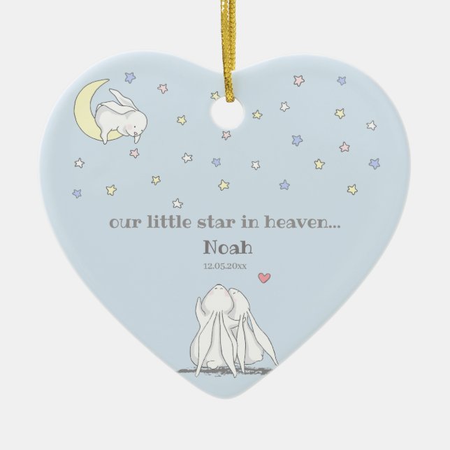 Little Star in Heaven Cute Loss of Child Keepsake Ceramic Ornament (Front)