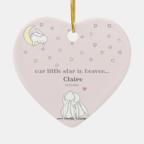 Little Star in Heaven Cute Loss of Child Memorial Ceramic Ornament