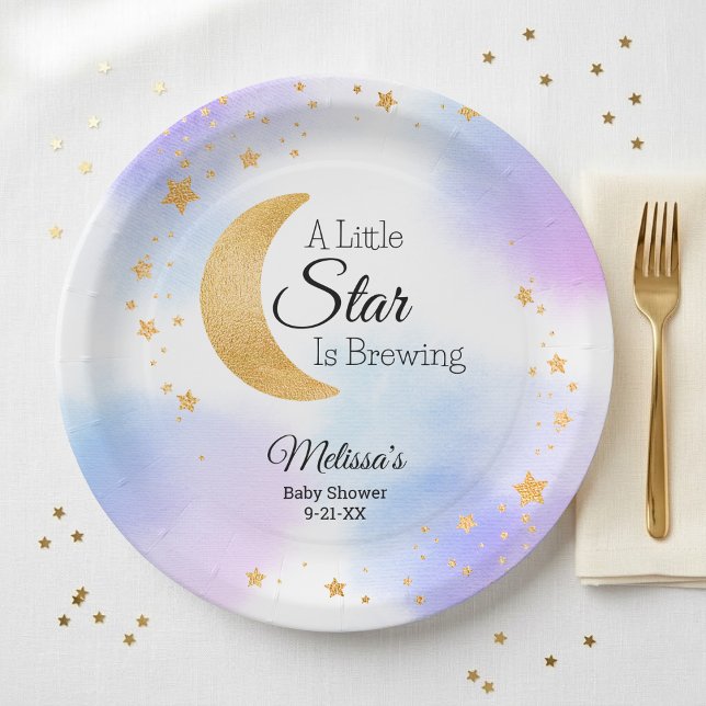 Little Star is Brewing Dreamy Baby Shower Paper Plates (Little Star is Brewing Dreamt Baby Shower Paper Plates)