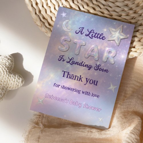 Little Star Is Landing Soon Celestial Baby Shower Thank You Card