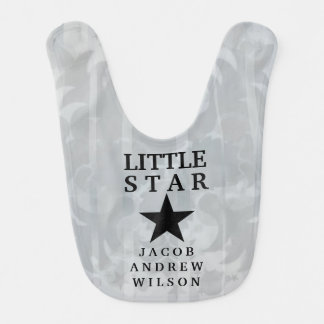 Little Star Personalized Grey New Baby Bib