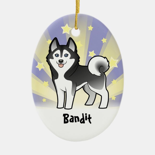Little Star Siberian Husky / Alaskan Malamute Ceramic Ornament (Front)