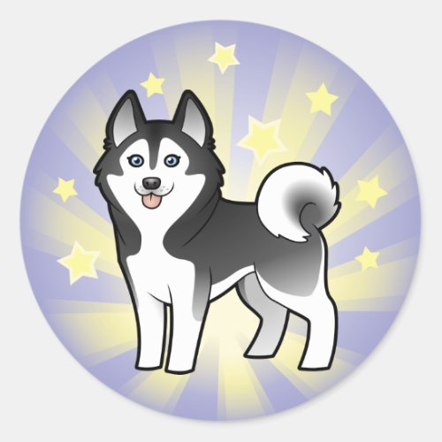 Little Star Siberian Husky  Alaskan Malamute Classic Round Sticker