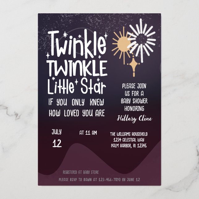 Little Star Whimsical Foil Invitation (Front)