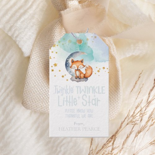 Little Star Woodland Fox Baby Shower Gift Tags