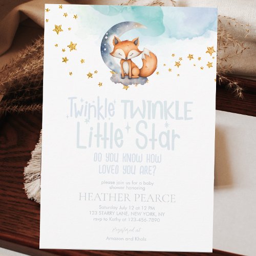 Little Star Woodland Fox Baby Shower Invitation