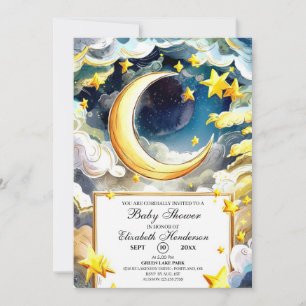 Little Starry Night Celestial Baby Shower Invitation
