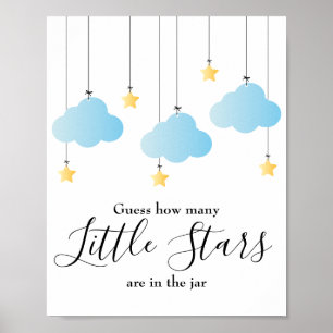 Little Stars Blue Baby Shower Game Sign