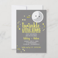 little stars BOY or GIRL twins 1st BIRTHDAY PARTY Invitation