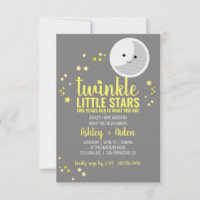 little stars BOY or GIRL twins 2nd BIRTHDAY PARTY Invitation