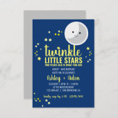 little stars BOY or GIRL twins 2nd BIRTHDAY PARTY Invitation (Front/Back)