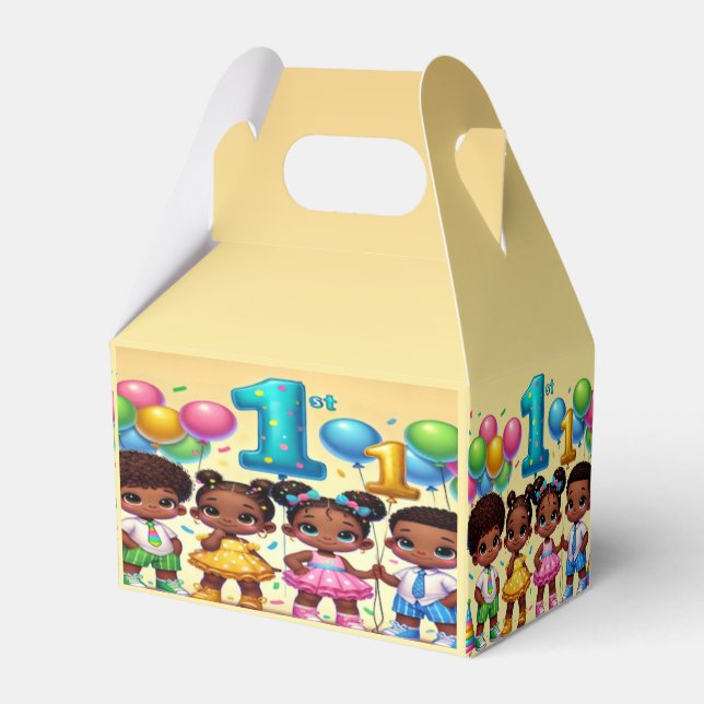 Little Stars First Birthday Bash Favor Boxes (Front Side)