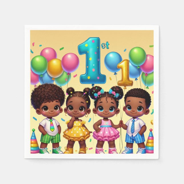 Little Stars First Birthday Bash Napkins (Front)