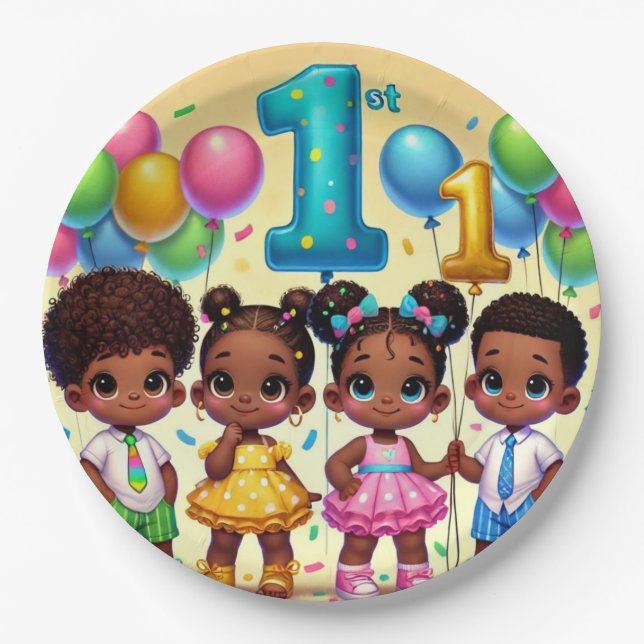 Little Stars First Birthday Bash Paper Plates (Front)