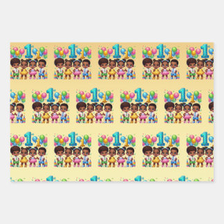 Little Stars First Birthday Bash Wrapping Paper Sheets