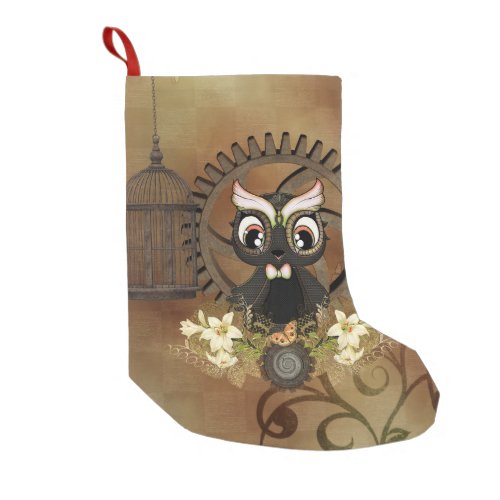 Little steampunk owl small christmas stocking