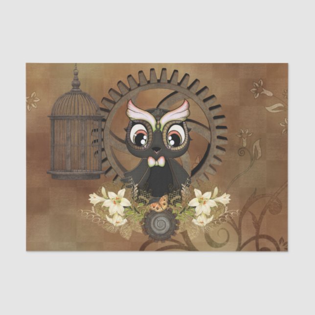 Little steampunk owl tissue paper (Front)