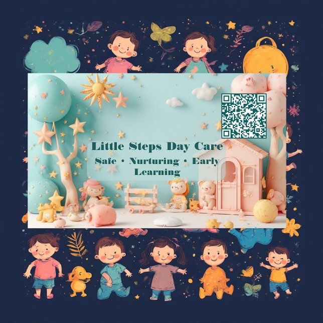 Little Steps Day Care Small Business QR Code  Business Card (Little Steps Day Care Small Business QR Code Business Card)