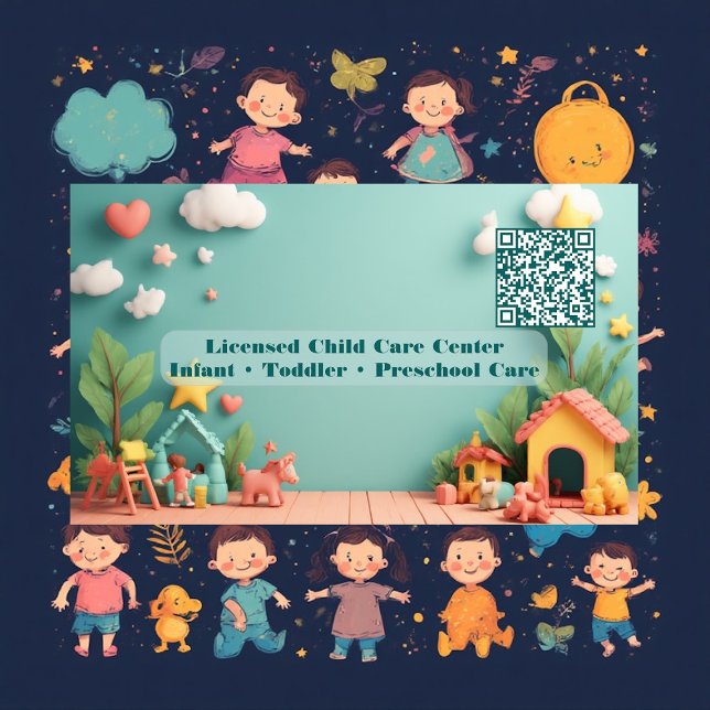 Little Steps Montessori Day Care QR Code Pastel Business Card (Little Steps Montessori Day Care QR Code Pastel Business Card)