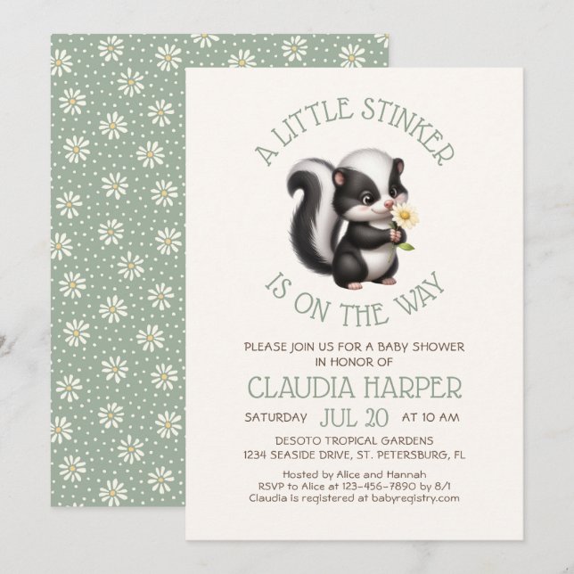 Little Stinker Skunk Baby Shower Invitation (Front/Back)