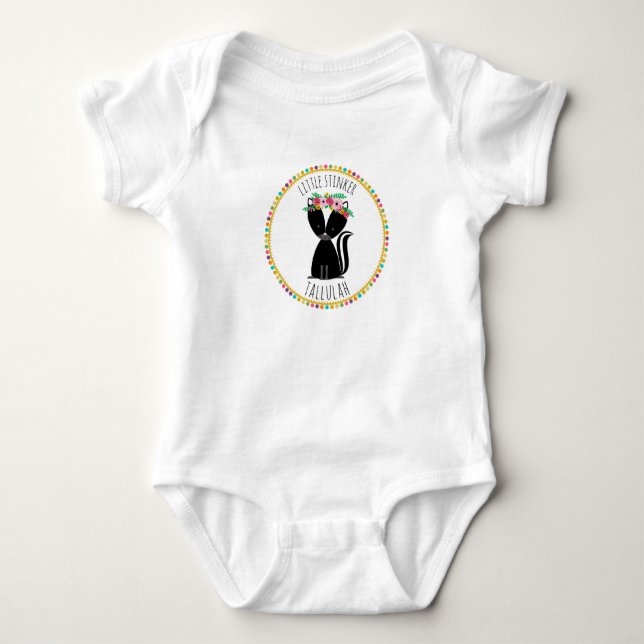 Little Stinker Skunk Pompom Inspired Baby Bodysuit (Front)