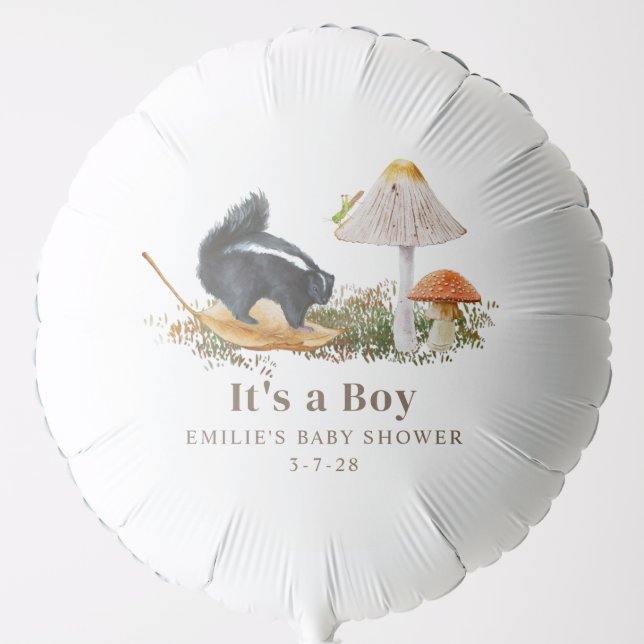 Little Stinker Woodland Skunk Boy Baby Shower Balloon (Front)