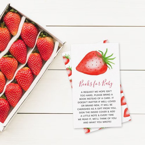Little Strawberry Baby Shower Book Request Enclosure Card