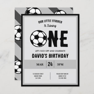 Little Striker Soccer Budget 1st Birthday Invite
