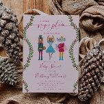 Little Sugar Plum Girl Christmas Baby Shower  Invitation<br><div class="desc">Whimsical and sweet Christmas theme baby shower invitation card featuring hand drawn illustration of cat,  dog,  and mouse in a nutcracker ballet character. The text says "a little sugar plum is on the way." Perfect for a girl's baby shower.</div>