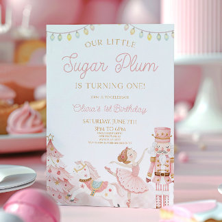 Little Sugar Plum Nutcracker 1st Birthday Party Invitation