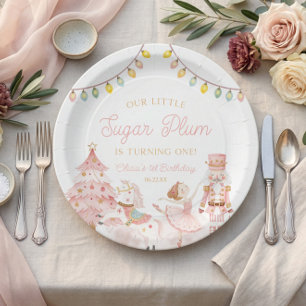 Little Sugar Plum Nutcracker 1st Birthday Party Paper Plates