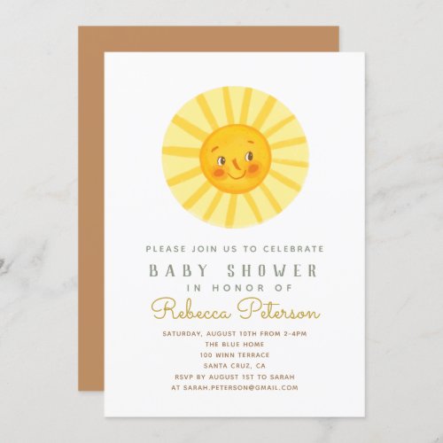 Little Sun Baby Shower Invitation