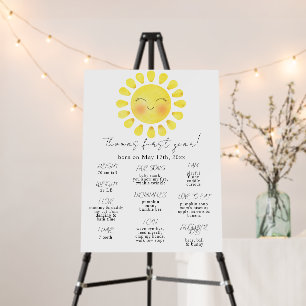 Little Sun First Birthday Milestone Birthday Foam Board
