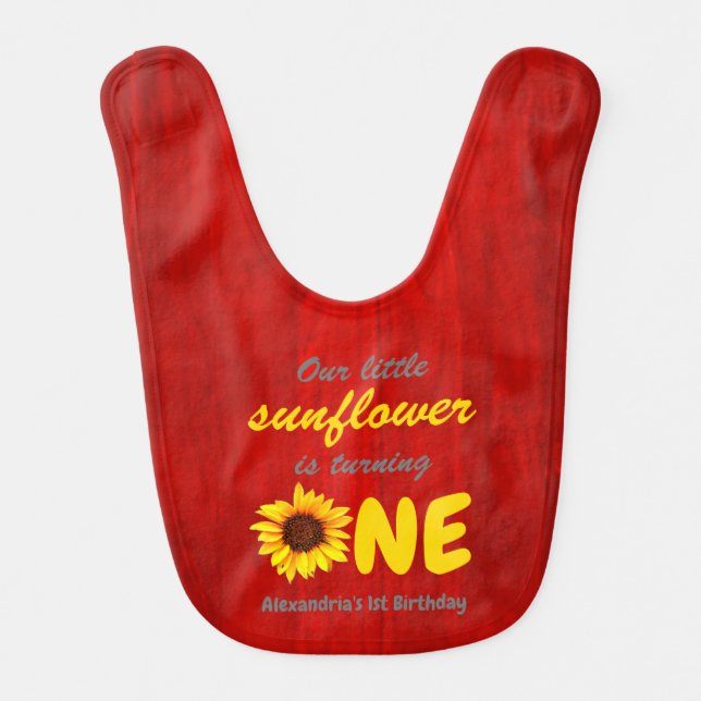 Little Sunflower 1st Birthday Baby Bib (Front)