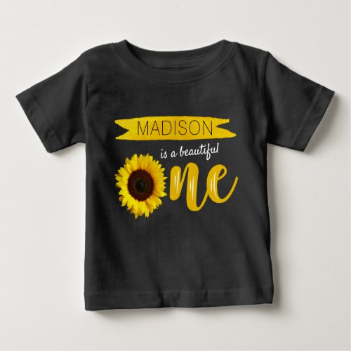 Little Sunflower 1st Birthday Baby T_Shirt