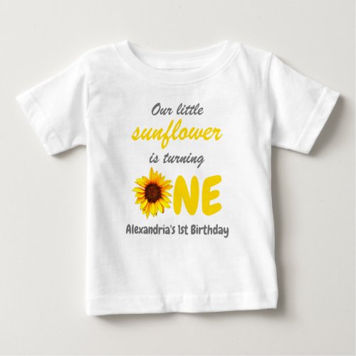 Little Sunflower 1st Birthday Baby T_Shirt