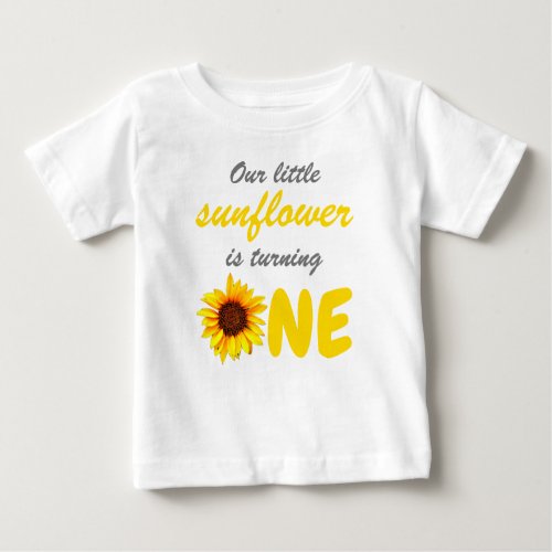 Little Sunflower 1st Birthday Baby T_Shirt