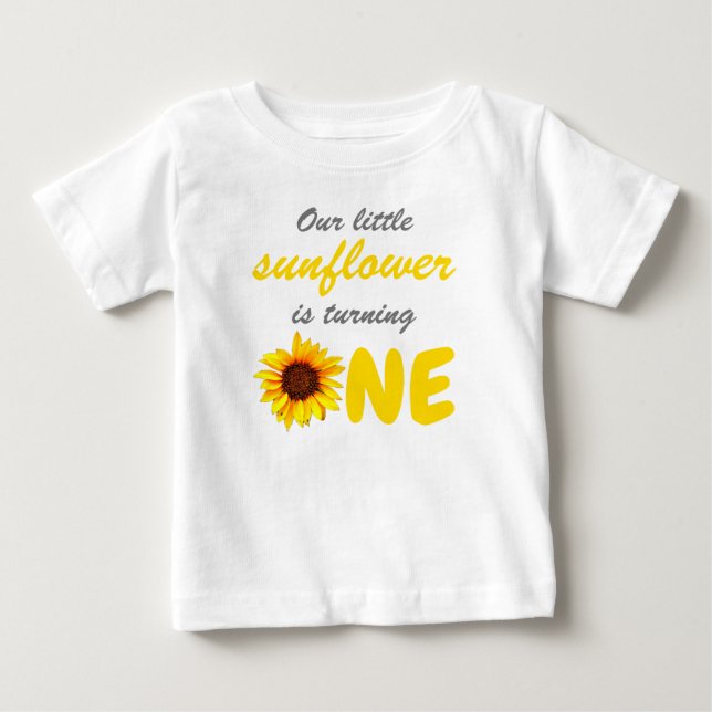 Little Sunflower 1st Birthday Baby T-Shirt (Front)
