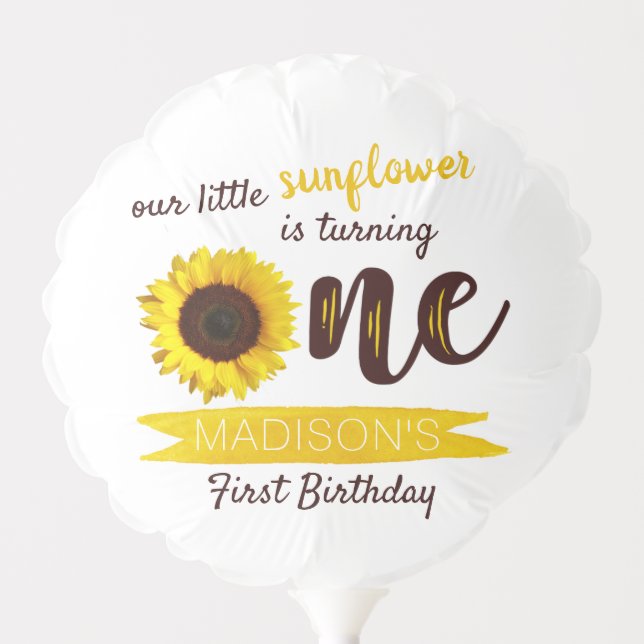 Little Sunflower 1st Birthday Balloon (Front)