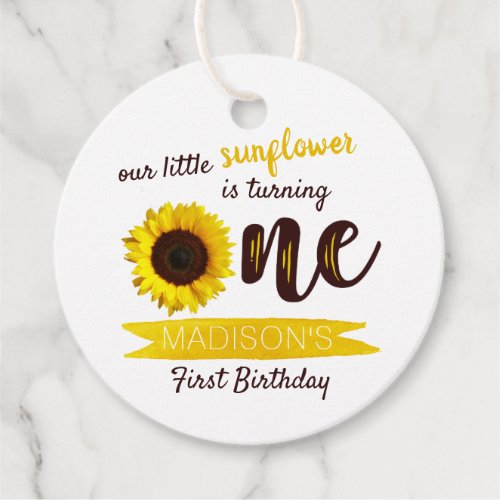 Little Sunflower 1st Birthday Favor Tags