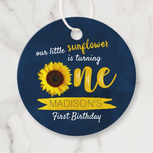 Little Sunflower 1st Birthday Favor Tags