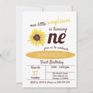Little Sunflower 1st Birthday invitation