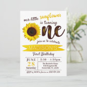 Little Sunflower 1st Birthday Invitation (Standing Front)
