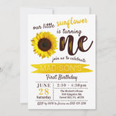 Little Sunflower 1st Birthday Invitation (Front)
