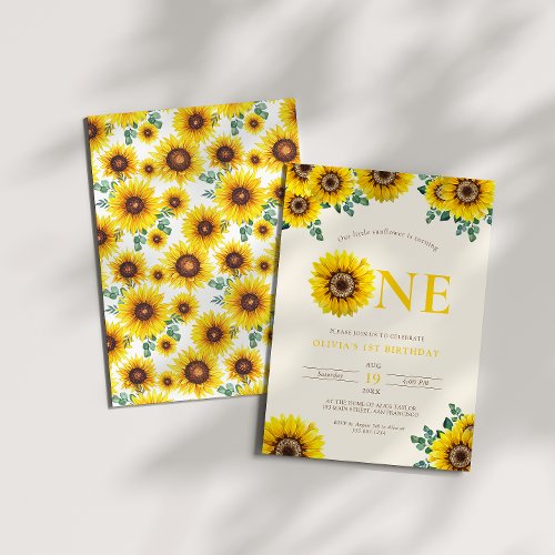 Little Sunflower 1st Birthday  Invitation