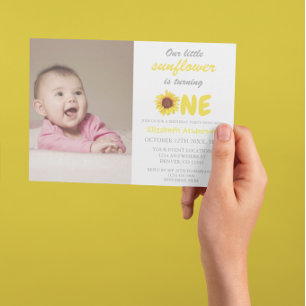 Little Sunflower 1st Birthday Invitation