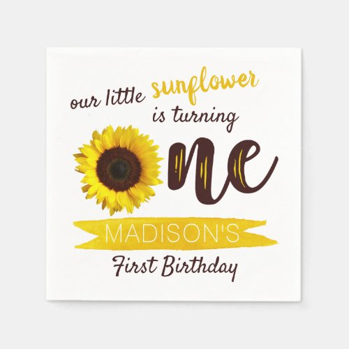 Little Sunflower 1st Birthday Napkins