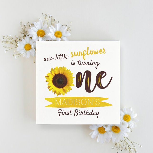 Little Sunflower 1st Birthday Napkins (Creator Uploaded)