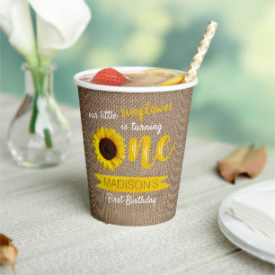 Little Sunflower 1st Birthday Paper Cups